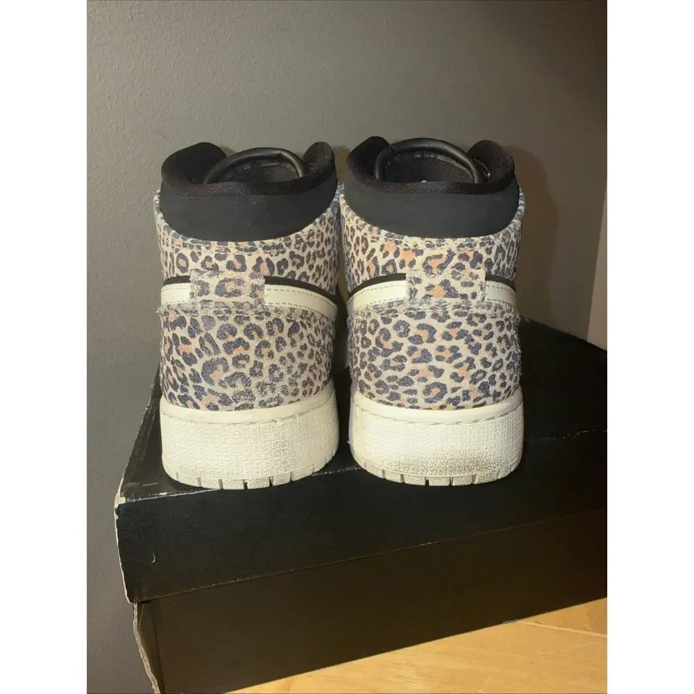 Size 5.5 (GS) Jordan 1 SE Mid Leopard Cheetah Lightly Used OG Box